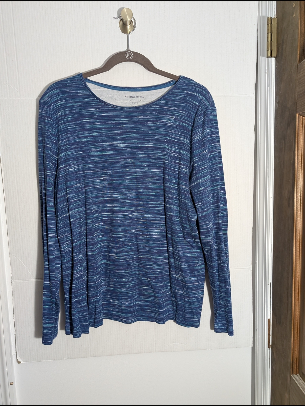 Croft & Barrow Blue Space-Dye Classic Tee Women's size XXL